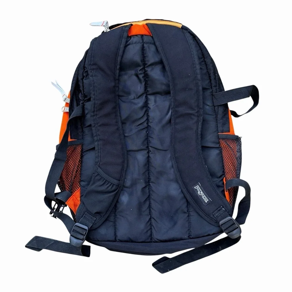 JanSport Orange Black Backpack School Laptop Hiking Travel Book Bag Multi Pocket